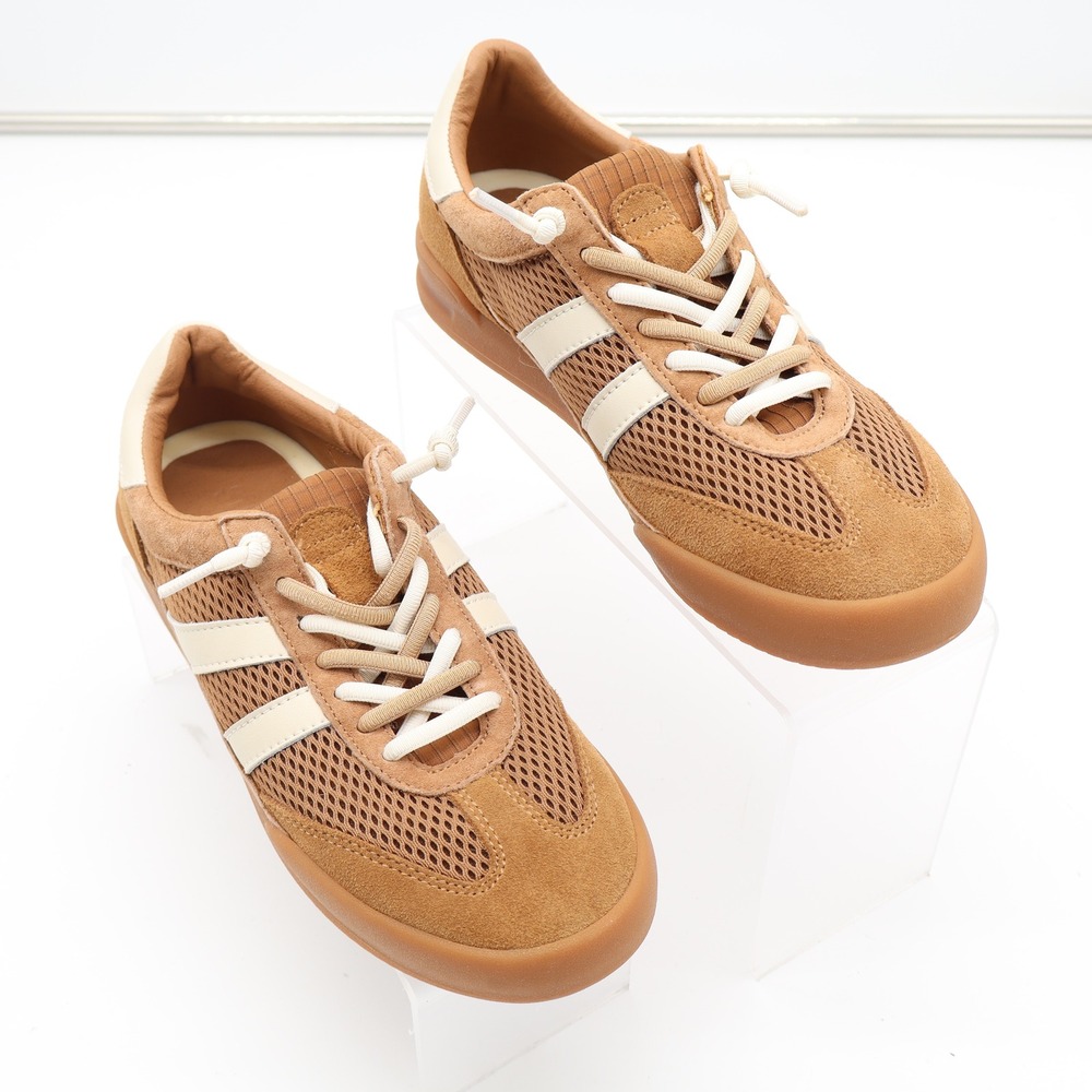 Verdict Women's Tan Mesh Suede Soccer Style Sneakers Size 6 Gum Sole